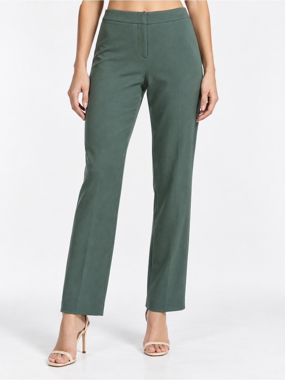 Lafayette 148 New York Deep Green Straight-Leg Pants 100% Wool/Laine